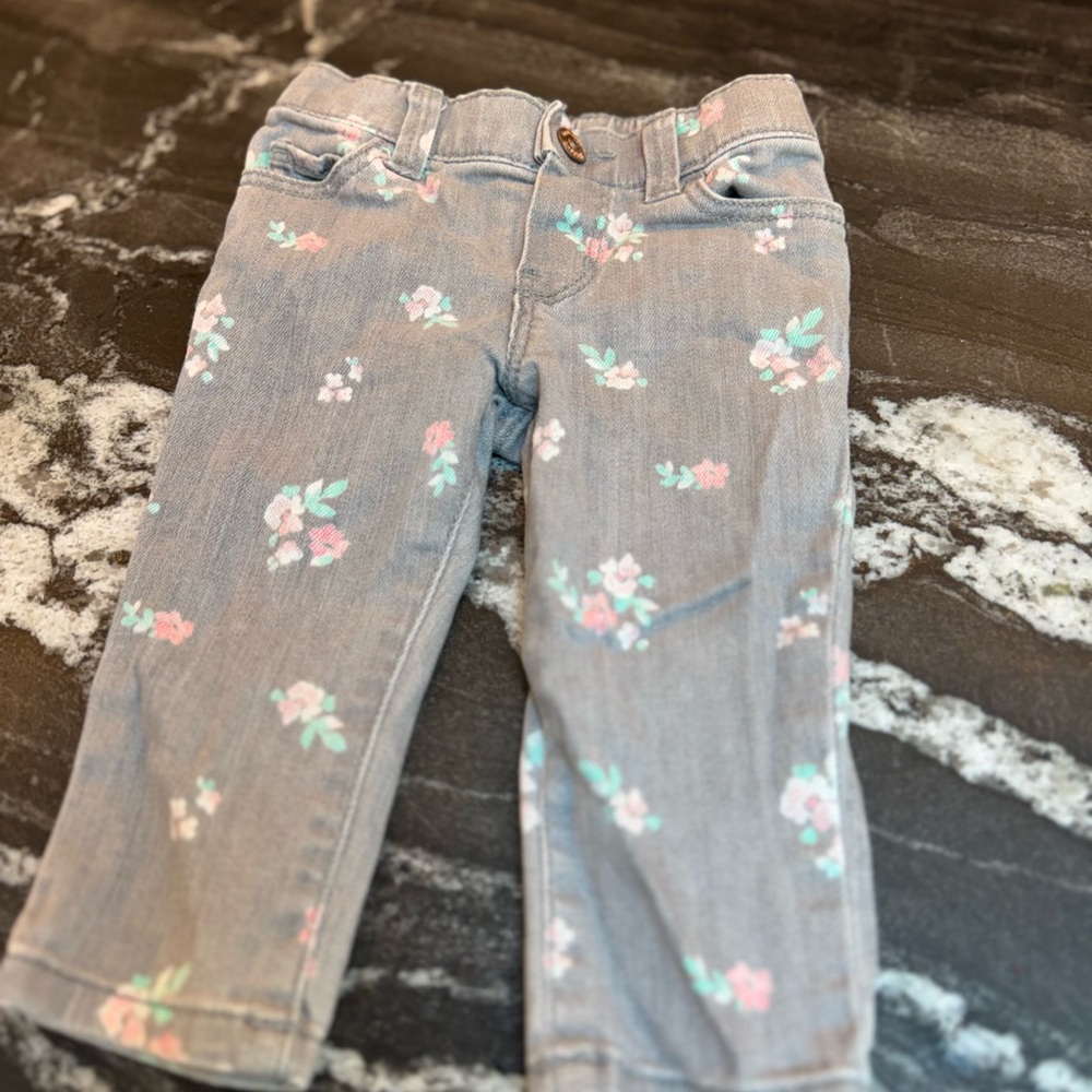 OshKosh B'gosh Floral Gray Jeans
